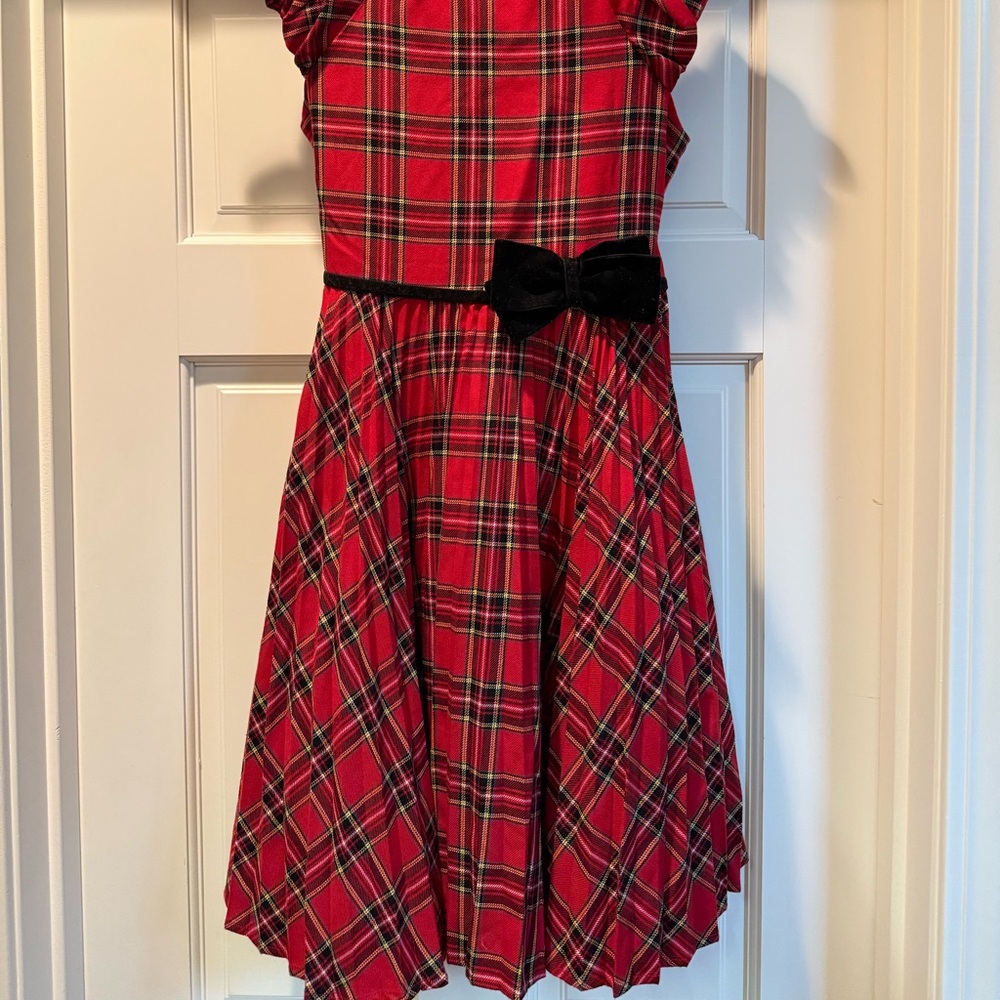 Bonnie Jean Red Plaid Dress with Black Accents